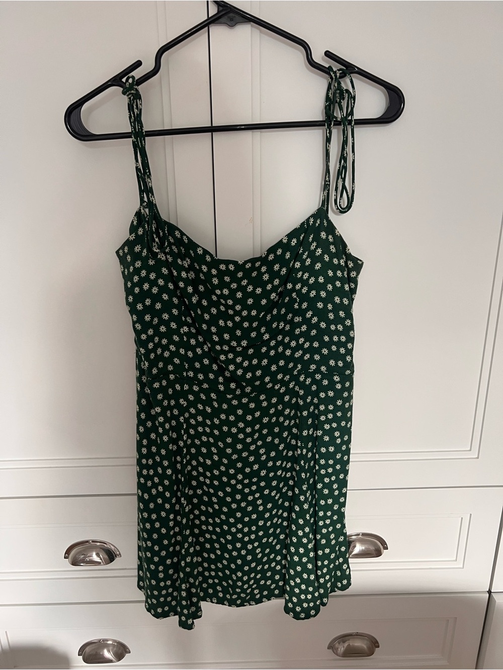 Green Reformation Daisy Print Tie-Strap Summer Dress